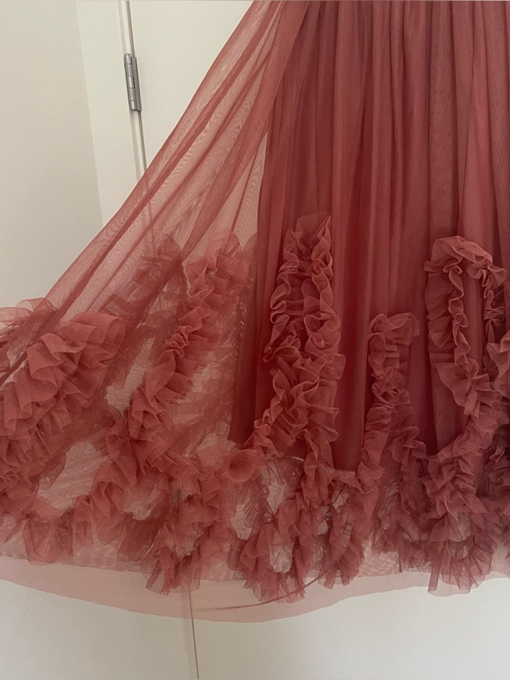 Anthropologie Felicity Rose Pink Ruffle Tulle Midi Skirt - Picture 10 of 17